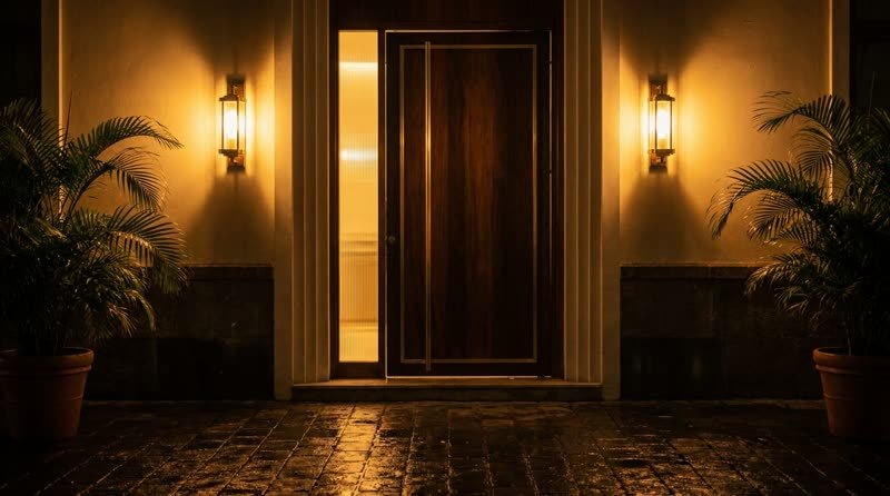 Entrada de VIP Temple Spa en Santo Domingo, Ecuador, iluminada por la noche